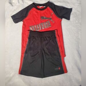 Boys Puma Logo Shorts Set size 5 red & black